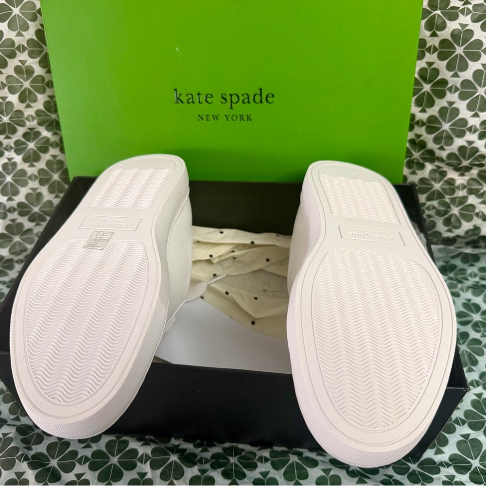 kate spade White Leather Heart Detail Low-Top Sneakers - Picture 8 of 10